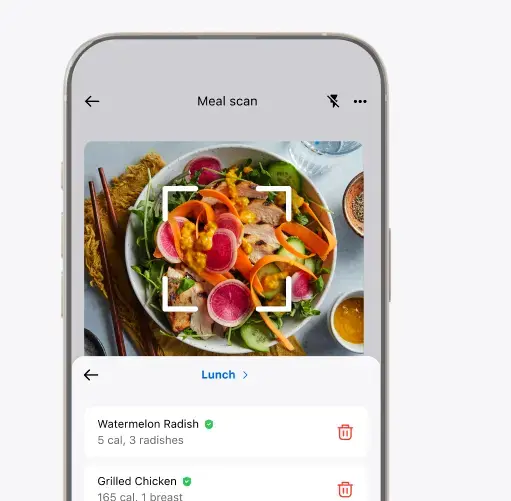 MyFitnessPal Meal Scan identifying foods on a plate